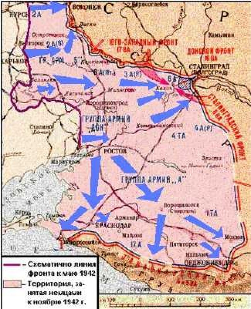 Основным направлением главного удара немецкой армии летом. Операция Блау 1942 Сталинград. План Блау Сталинградская битва. Карта наступления фашистов на Сталинград.